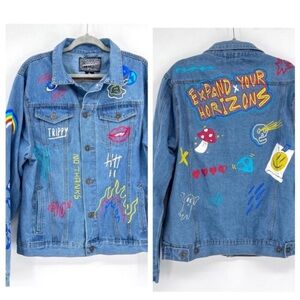 Trademark Brooklyn Expand Your Horizons Graphic Jean Jacket   size XL